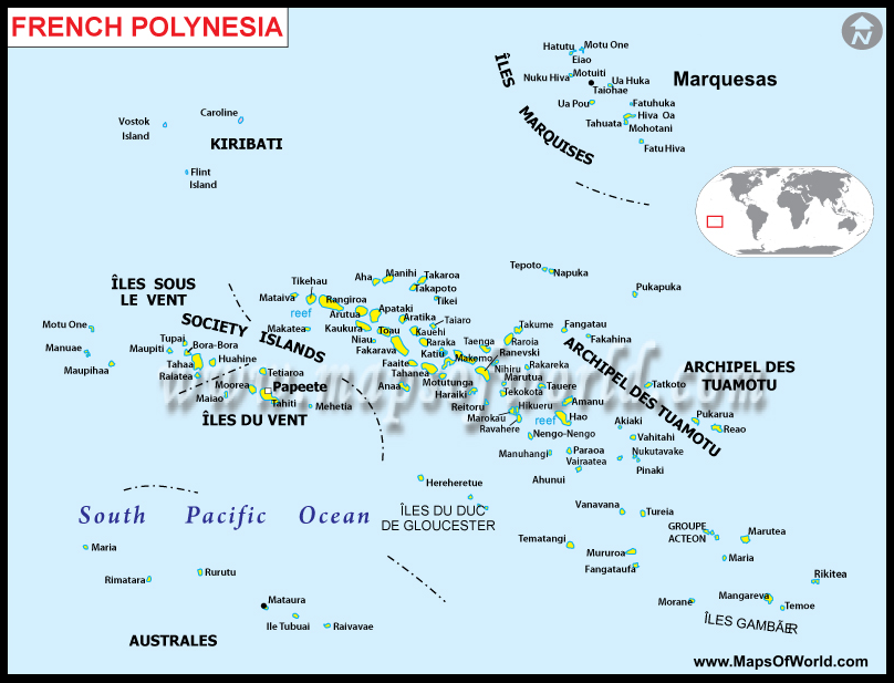Map of French Polynesia by www.mapsofworld.com