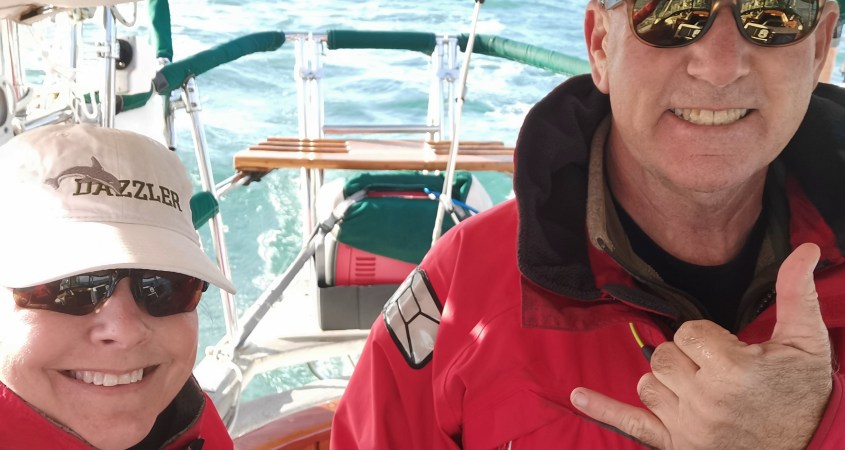 Dan & Jilly on the way to Marsden Cove Marina