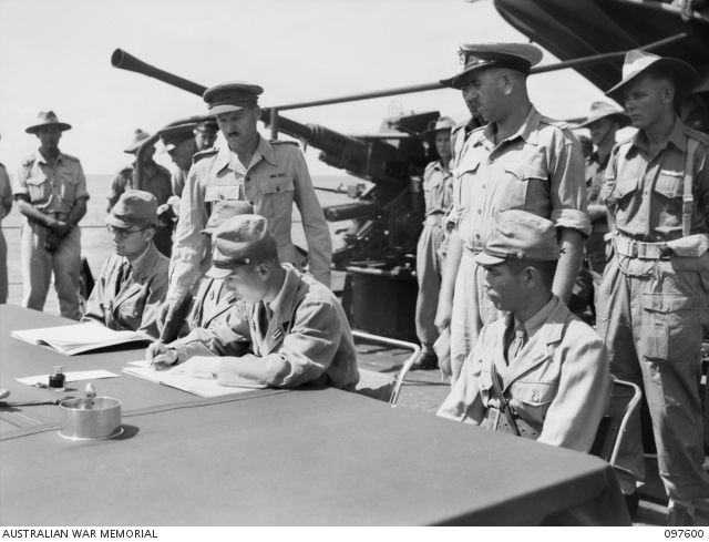 The final Japanese Surrender aboard the HMAS Diamantina